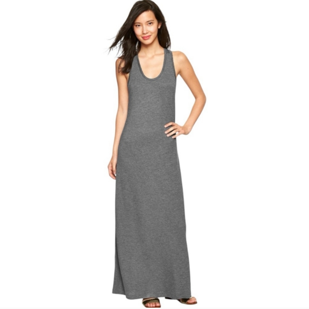 GAP Twisted Racerback Tank Maxi Dress in Charcoal Gray Sz M